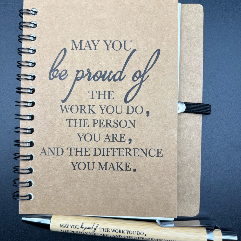 Inspirational Brown Notebook and Bamboo Pen Set